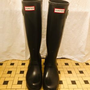 Hunter Original Tall Women Black Rain Boots - US 8